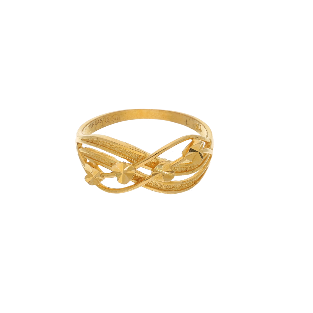 Gold Wave Heart Design Ring 21KT - FKJRN21K8860