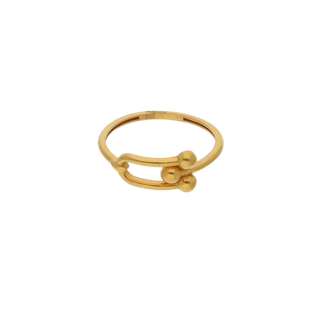 Gold U Shaped Horseshoe Buckle Design Ring 21KT - FKJRN21K8861