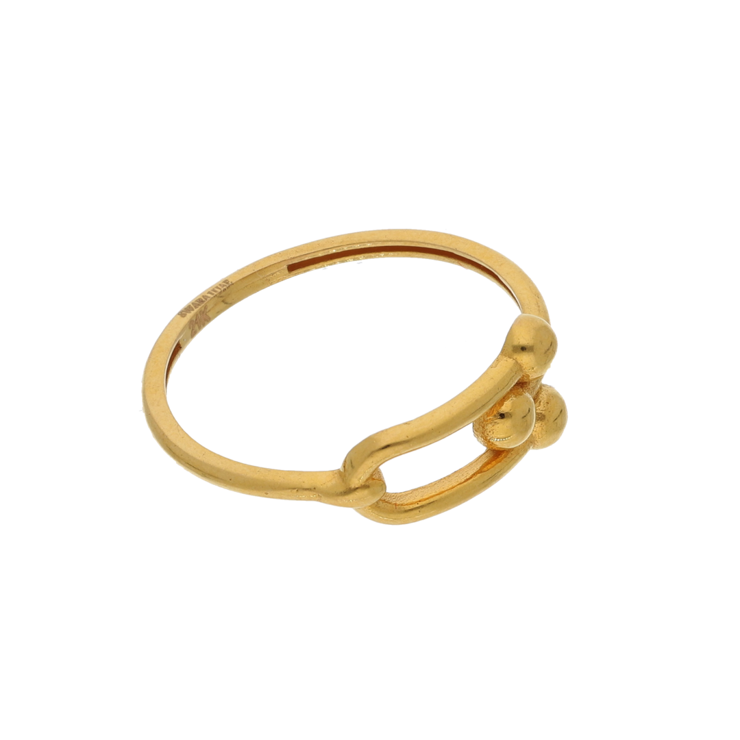 Gold U Shaped Horseshoe Buckle Design Ring 21KT - FKJRN21K8861