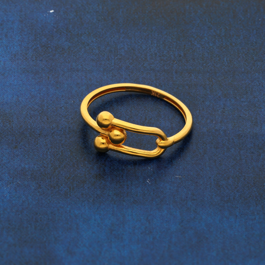 Gold U Shaped Horseshoe Buckle Design Ring 21KT - FKJRN21K8861