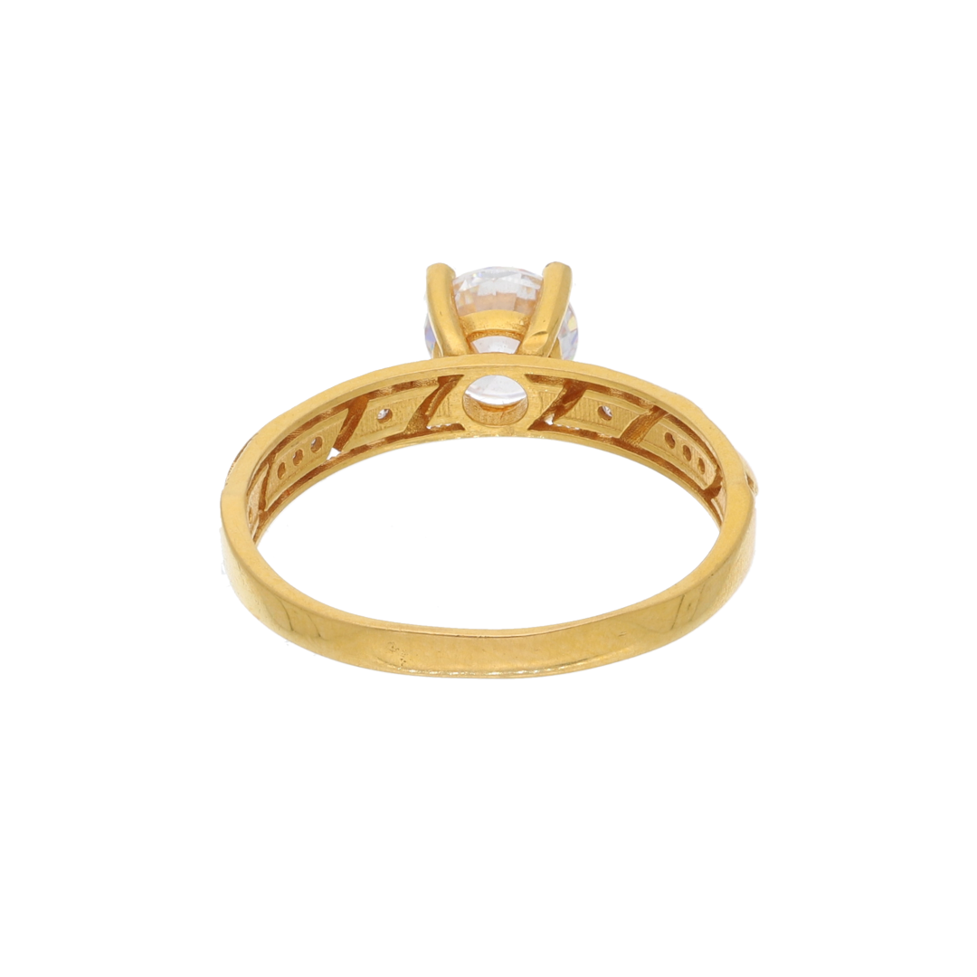 Gold Sleek Twisted CZ Design Ring 21KT - FKJRN21K8862