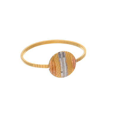 Gold Zirconium Round Design Ring 21KT - FKJRN21K8863