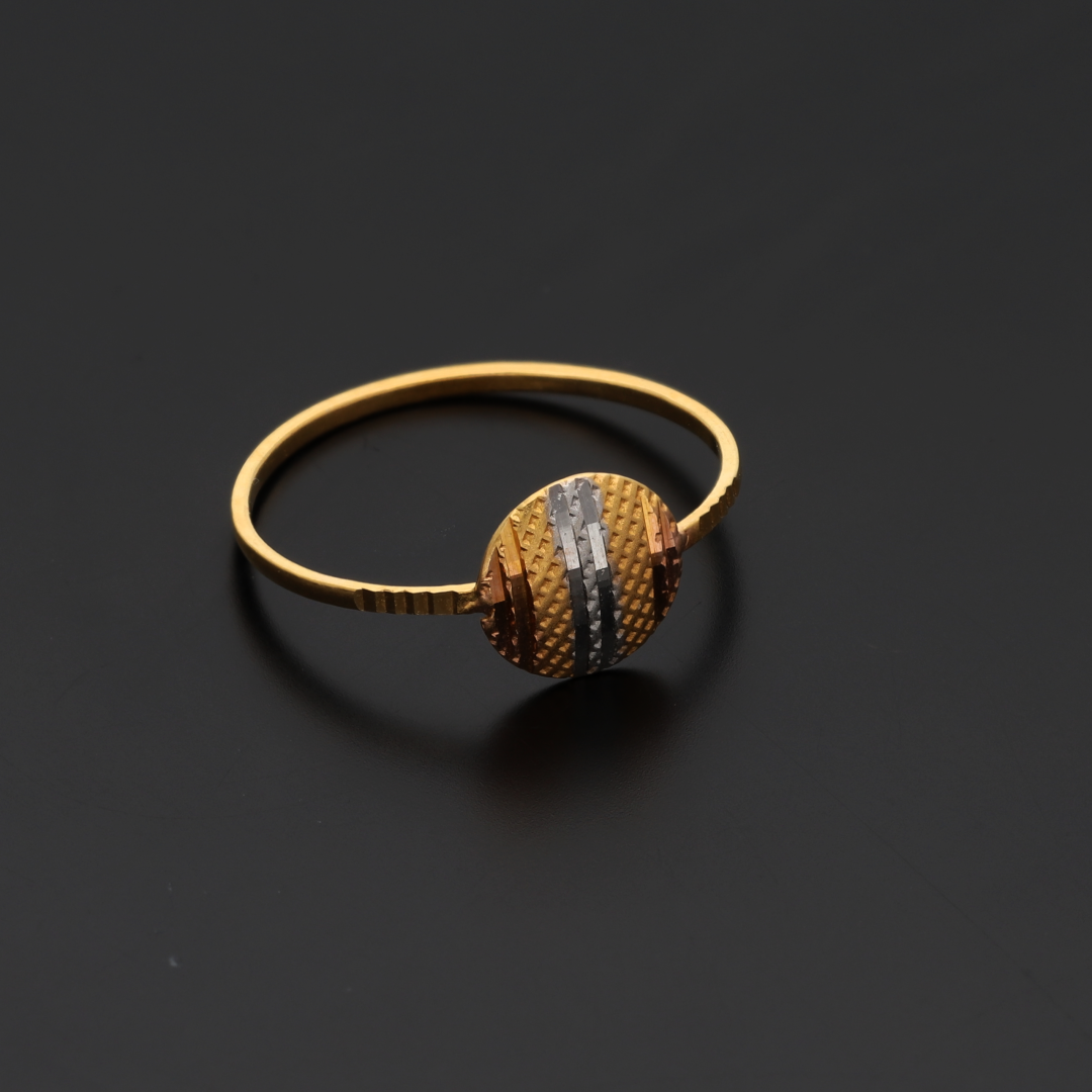 Gold Zirconium Round Design Ring 21KT - FKJRN21K8863