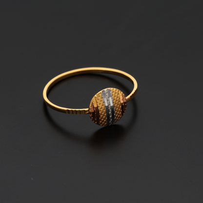 Gold Zirconium Round Design Ring 21KT - FKJRN21K8863