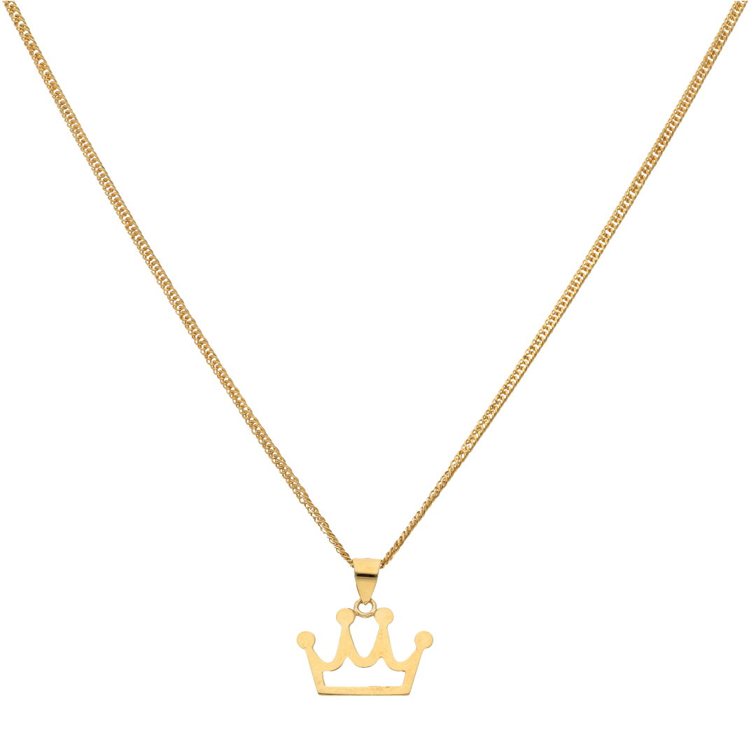 Gold Crown Shaped Pendant Set (Necklace, Earrings and Ring) 18KT - FKJNKLST18K8917