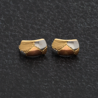 Gold Hammered Alfani Tricolor Stud Clip Earrings 18KT - FKJERN18K8925