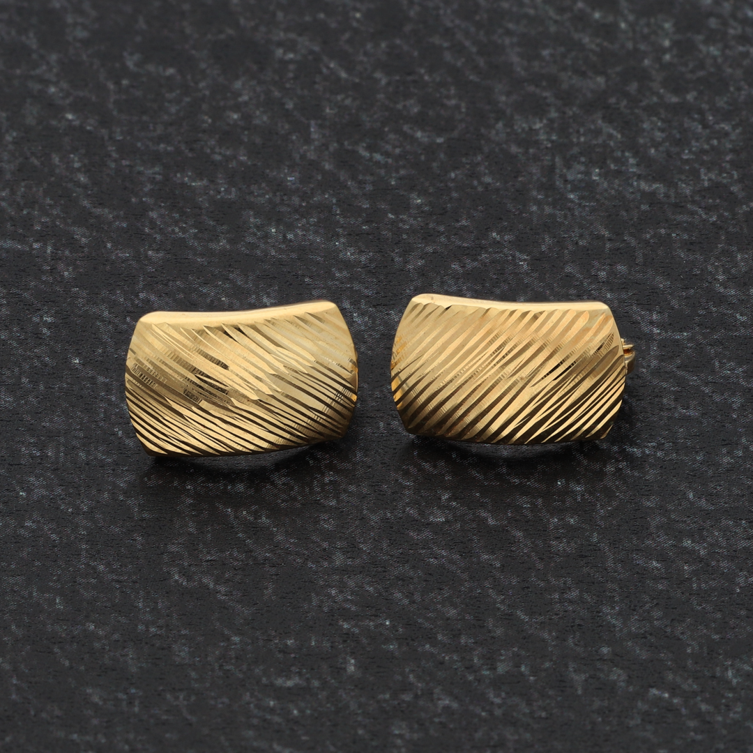 Gold Max Drama Rectangle Design Clip Earrings 18KT - FKJERN18K8930
