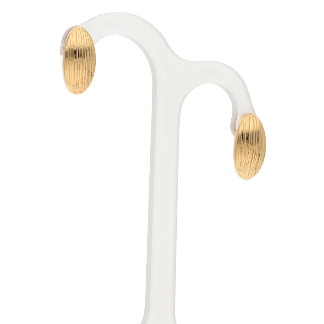 Gold Gadrooned Design Clip Earrings 18KT - FKJERN18K8931
