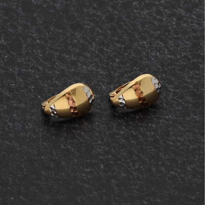 Gold Hammered Teardop Stud Earrings 18KT - FKJERN18K8924