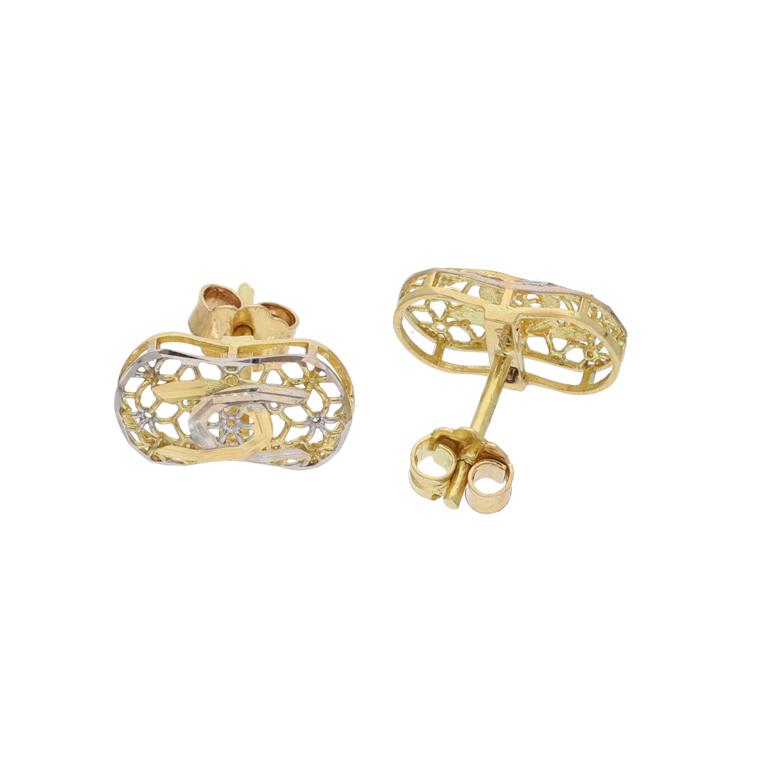 Gold Hammer Shaped Design Clip Earrings 18KT - FKJERN18K8939