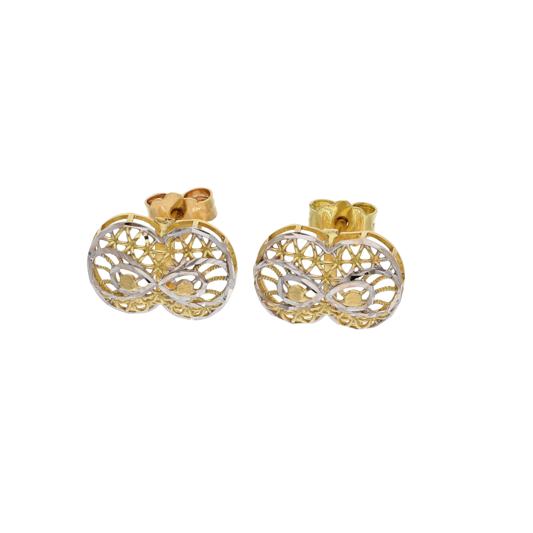 Gold Owl Stylish Loop Design Clip Earrings 18KT - FKJERN18K8942