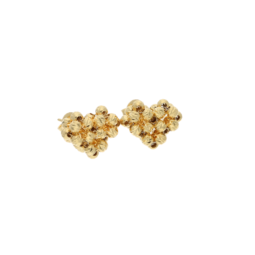 Gold Heart Shaped Stud Earrings 18KT - FKJERN18K8944