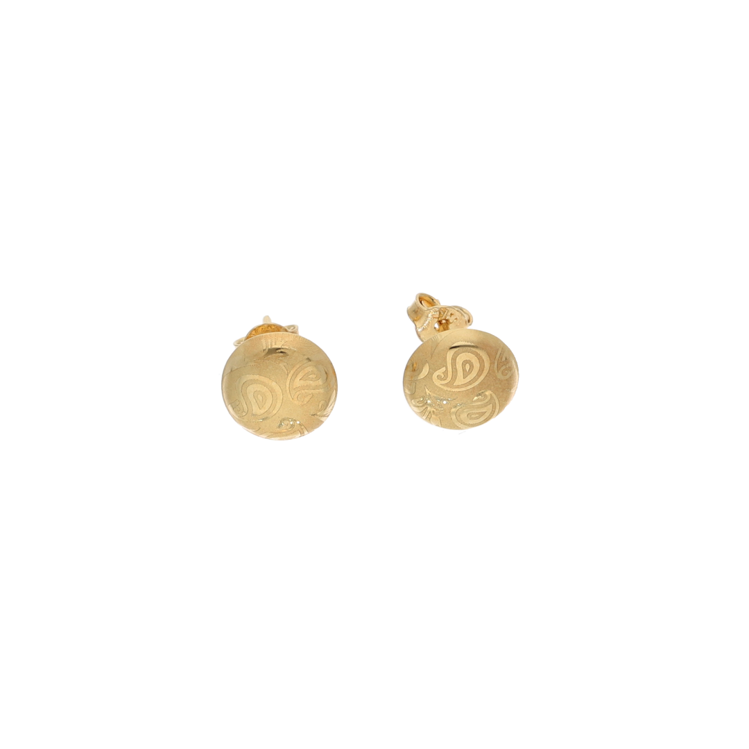 Gold Round Shaped Design Earrings 18KT - FKJERN18K8945