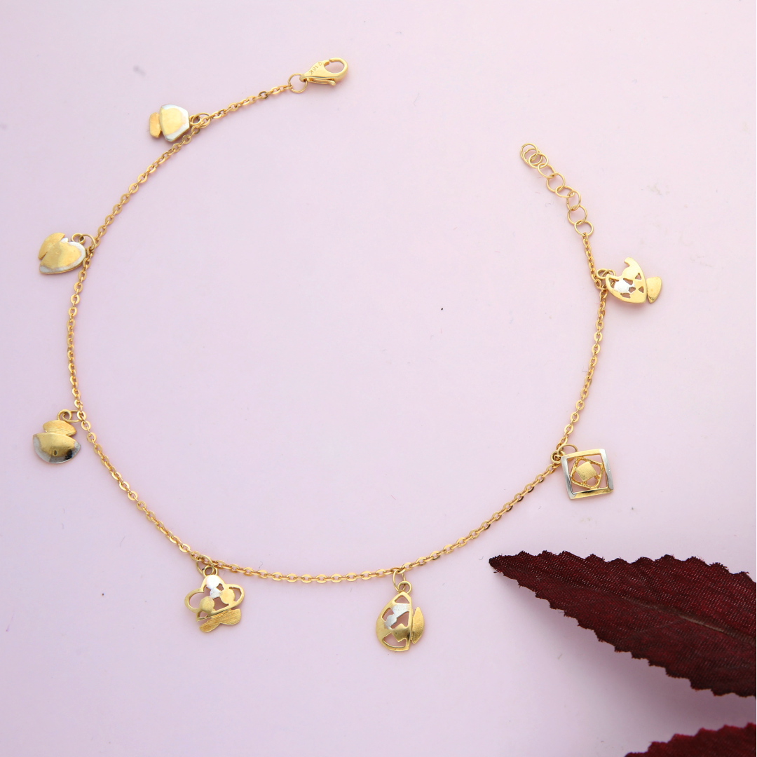 Gold Hanging Classy Design Anklet 18KT - FKJANKL18K9034