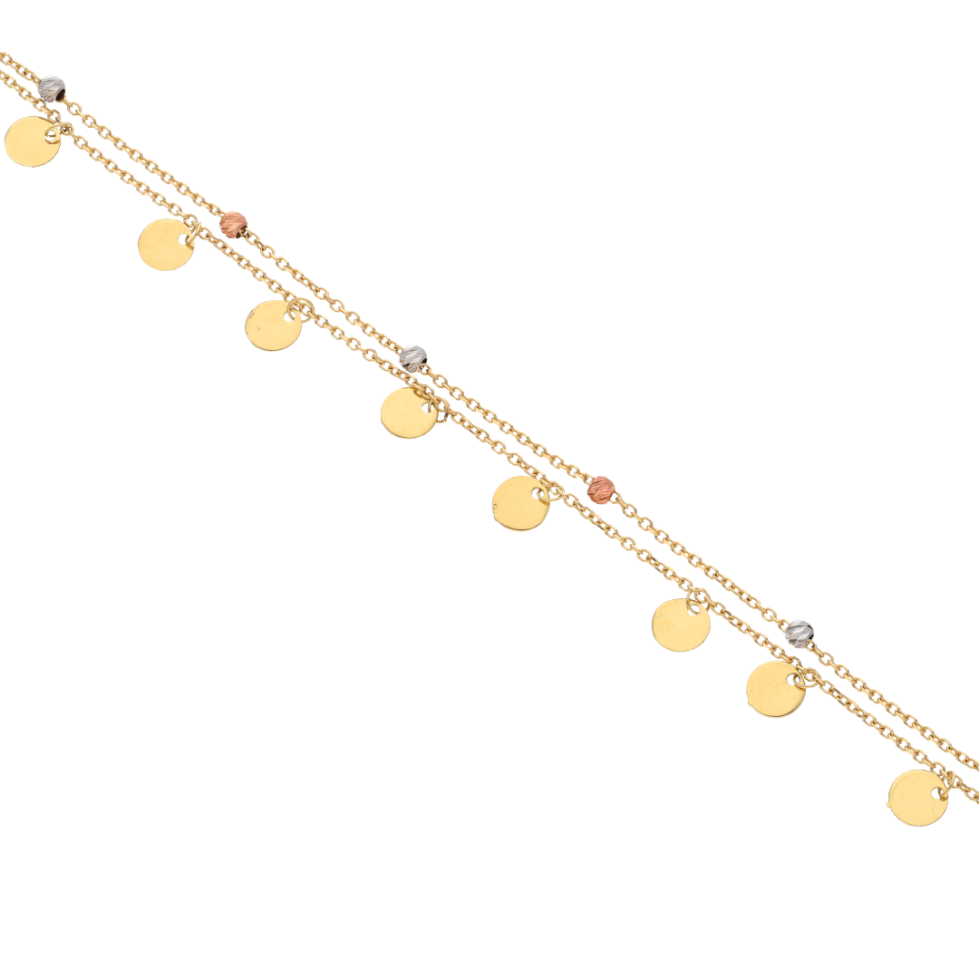 Gold Hanging Coins Shaped Anklet 18KT - FKJANKL18K9031