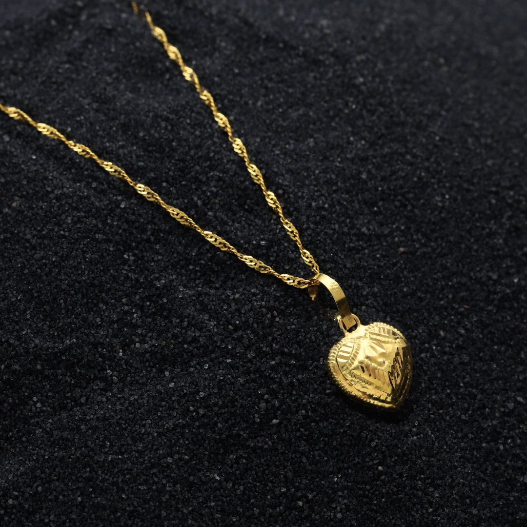 Gold Heart Shaped Stud Necklace 18KT - FKJNKL18K8952