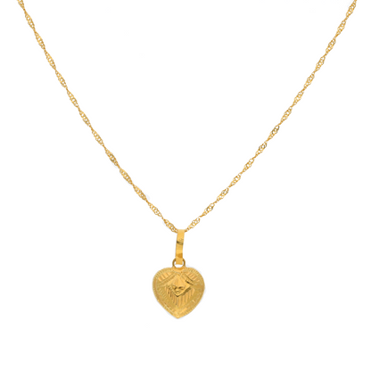 Gold Heart Shaped Stud Necklace 18KT - FKJNKL18K8952