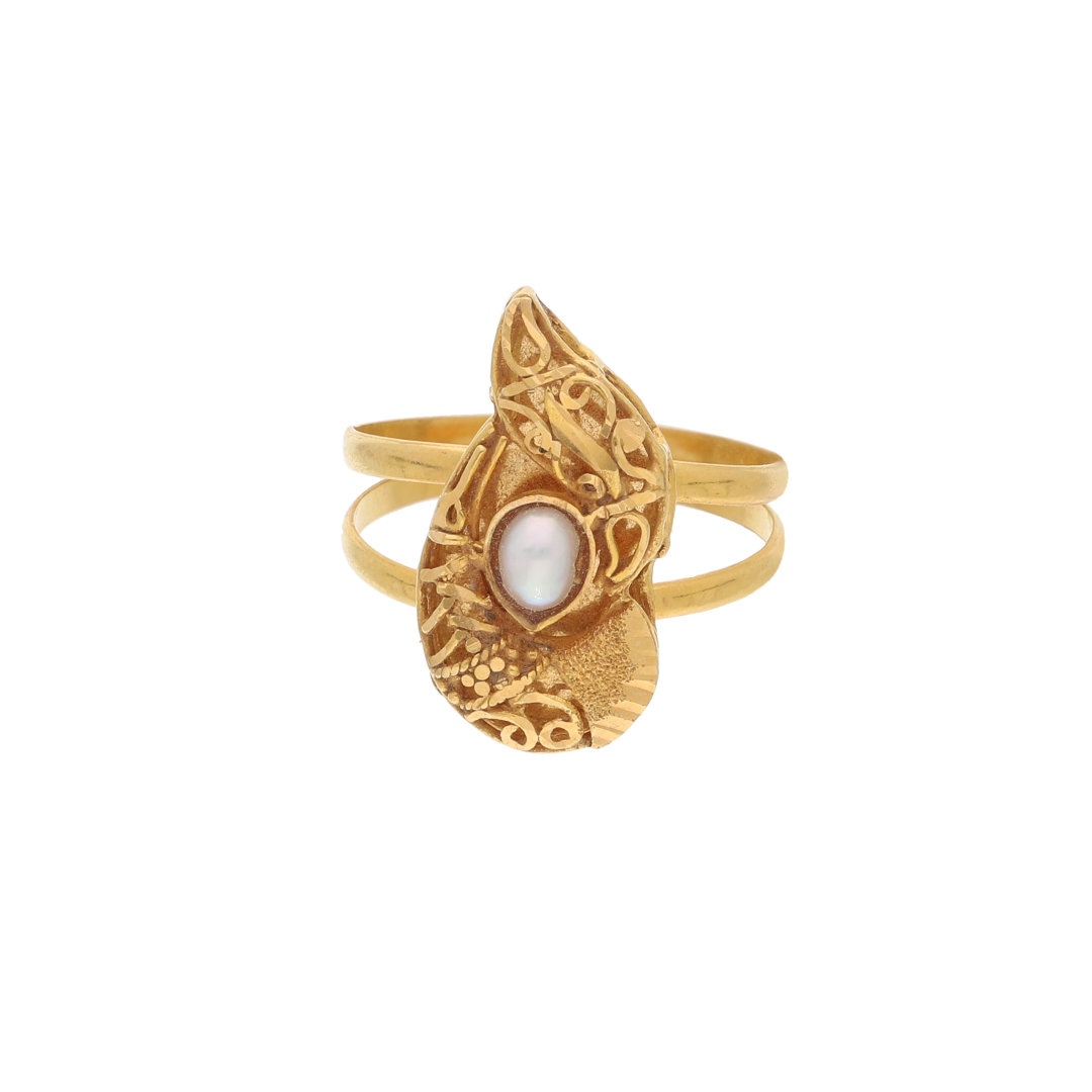 Gold Filigree Design Ring 21KT - FKJRN21K9038