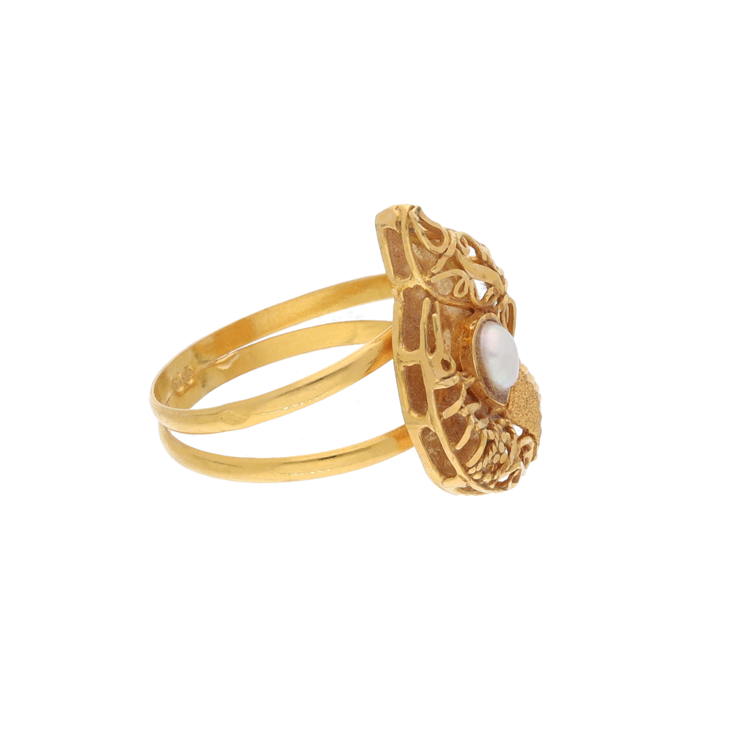 Gold Filigree Design Ring 21KT - FKJRN21K9038