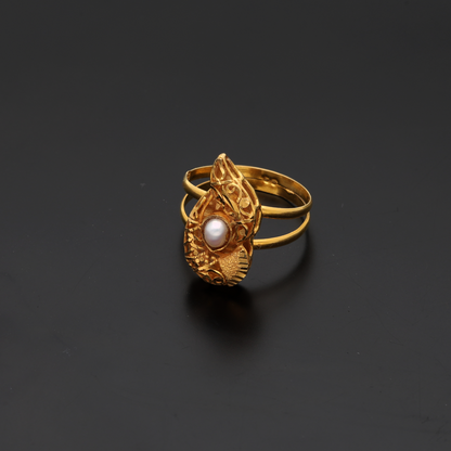 Gold Filigree Design Ring 21KT - FKJRN21K9038