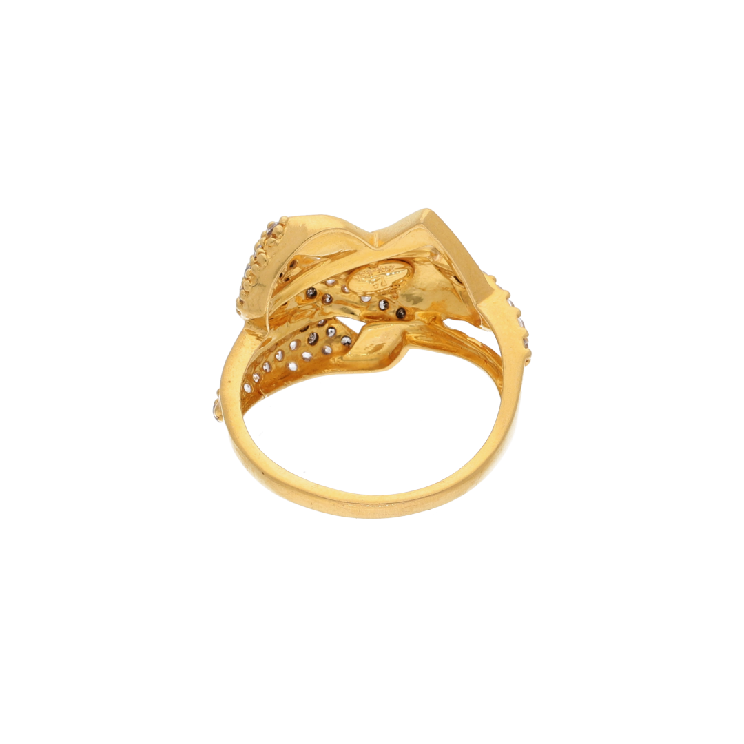 Gold Voylla Flower Stem Design Ring 21KT - FKJRN21K9040