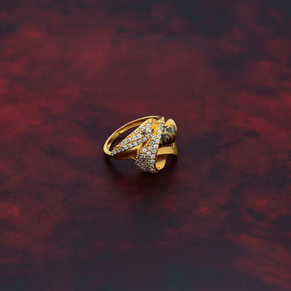 Gold Voylla Flower Stem Design Ring 21KT - FKJRN21K9040