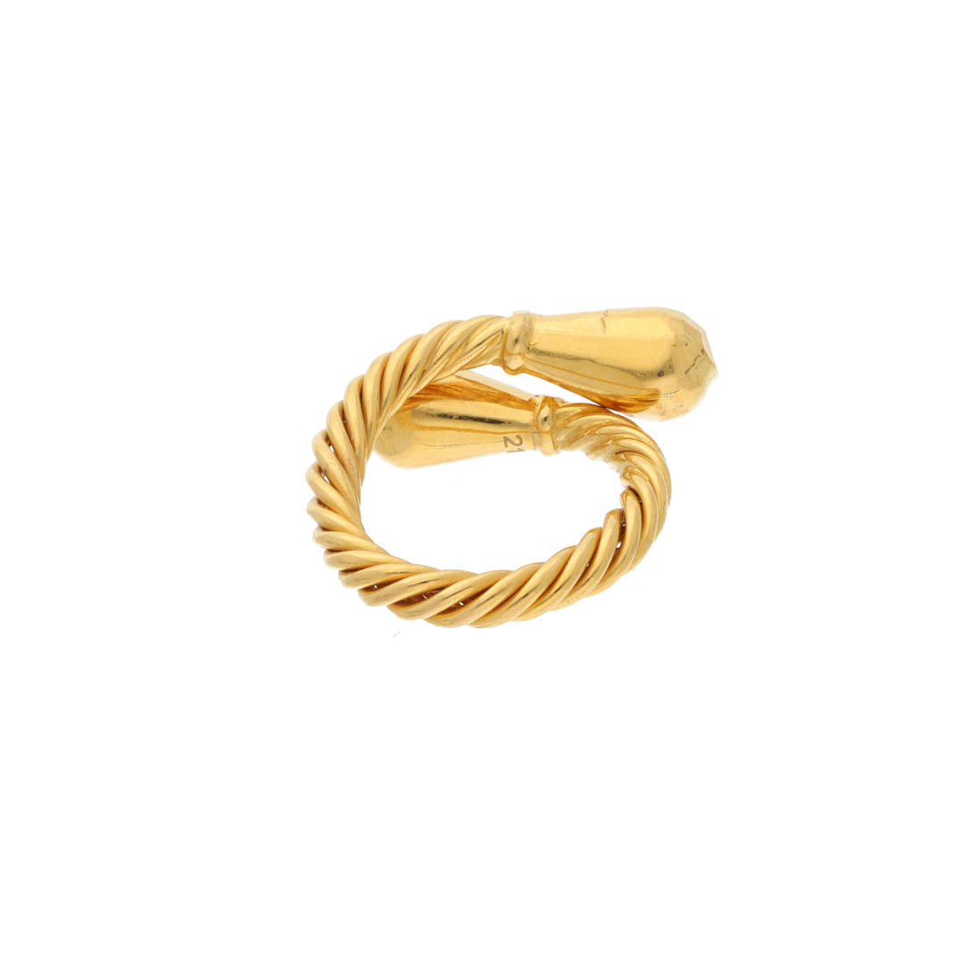 Gold Twisted Design Ring 21KT - FKJRN21K9044