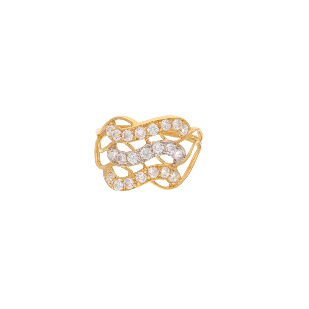 Gold Gleaming Lines Design Ring 21KT - FKJRN21K9036