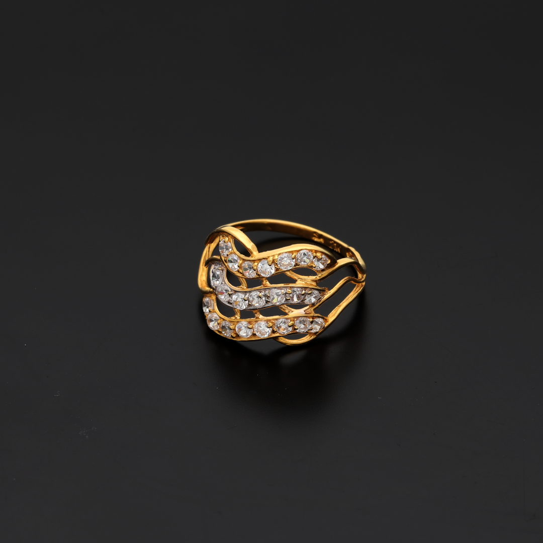 Gold Gleaming Lines Design Ring 21KT - FKJRN21K9036