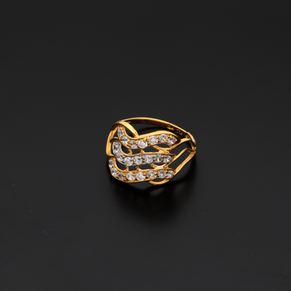 Gold Gleaming Lines Design Ring 21KT - FKJRN21K9036