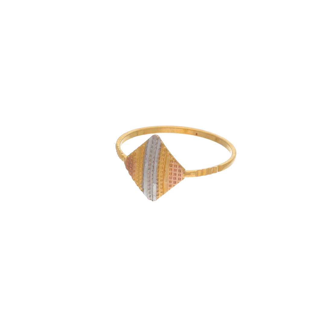 Gold Zirconium Square Design Ring 21KT - FKJRN21K9049