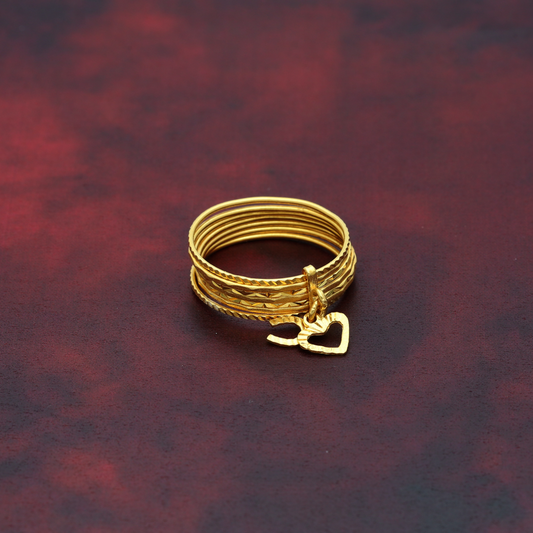 Gold Heart Horseshoe Design Ring 21KT - FKJRN21K9050