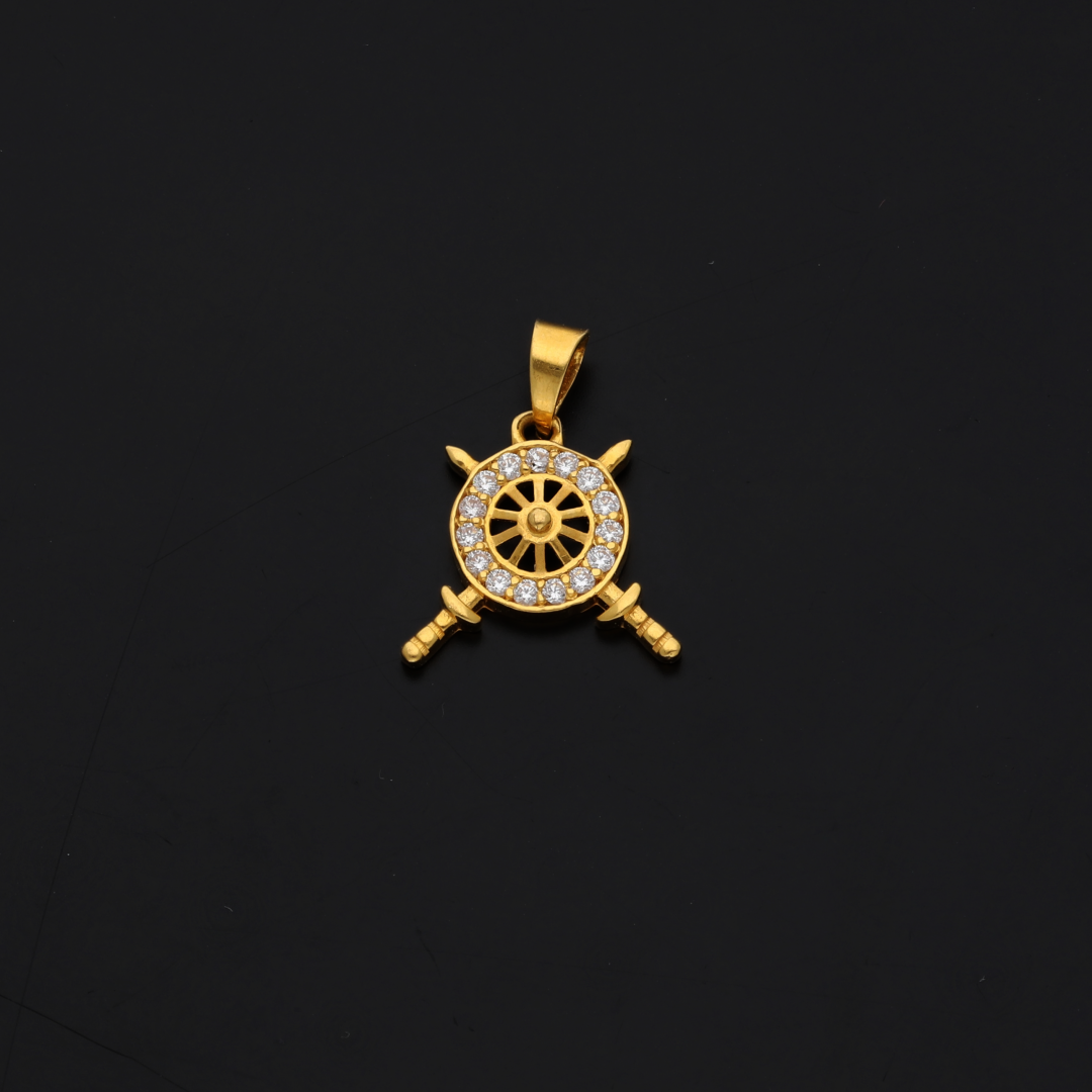 Gold Streeing Wheels Shaped Pendant 22KT - FKJPND22K9060