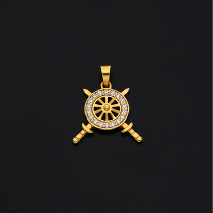 Gold Streeing Wheels Shaped Pendant 22KT - FKJPND22K9062