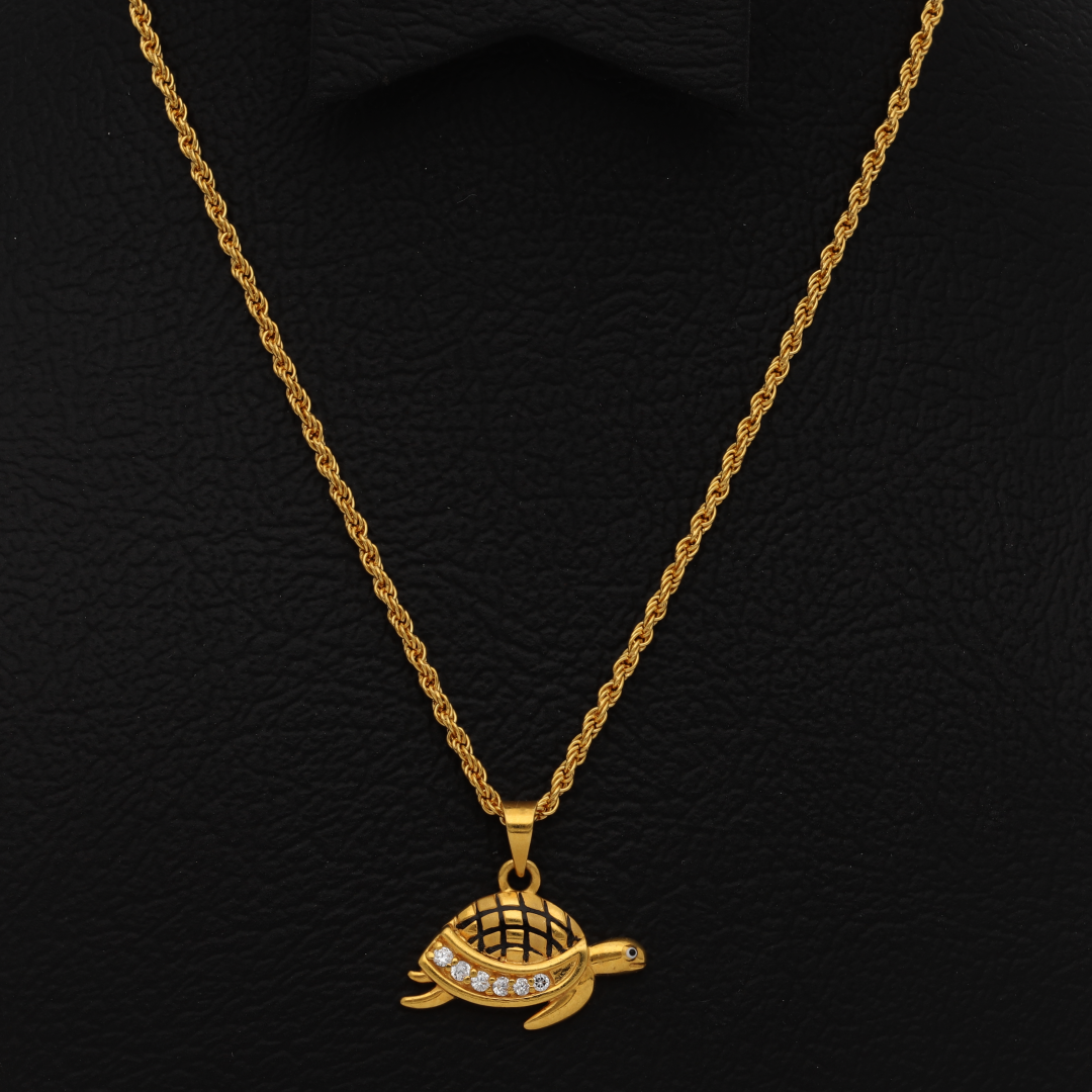 Gold Necklace (Chain with Turtle Shaped Pendant) 22KT - FKJNKL22K9058