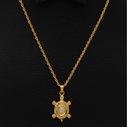 Gold Necklace (Chain with Classic Turtle Shaped Pendant) 22KT - FKJNKL22K9063