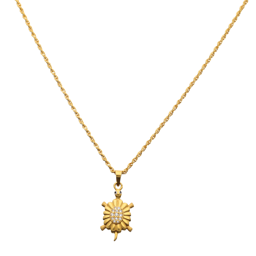 Gold Necklace (Chain with Classic Turtle Shaped Pendant) 22KT - FKJNKL22K9059
