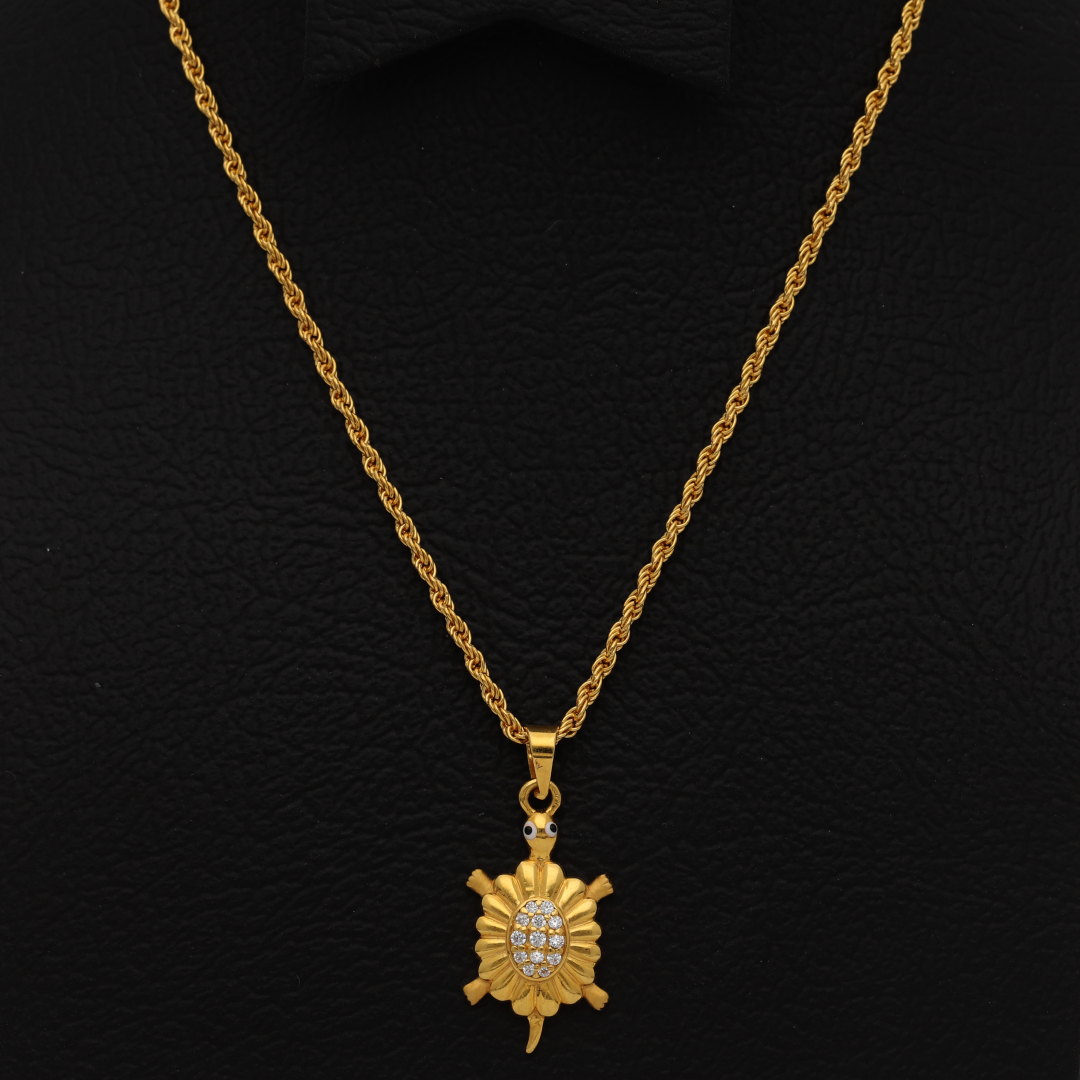 Gold Necklace (Chain with Classic Turtle Shaped Pendant) 22KT - FKJNKL22K9059