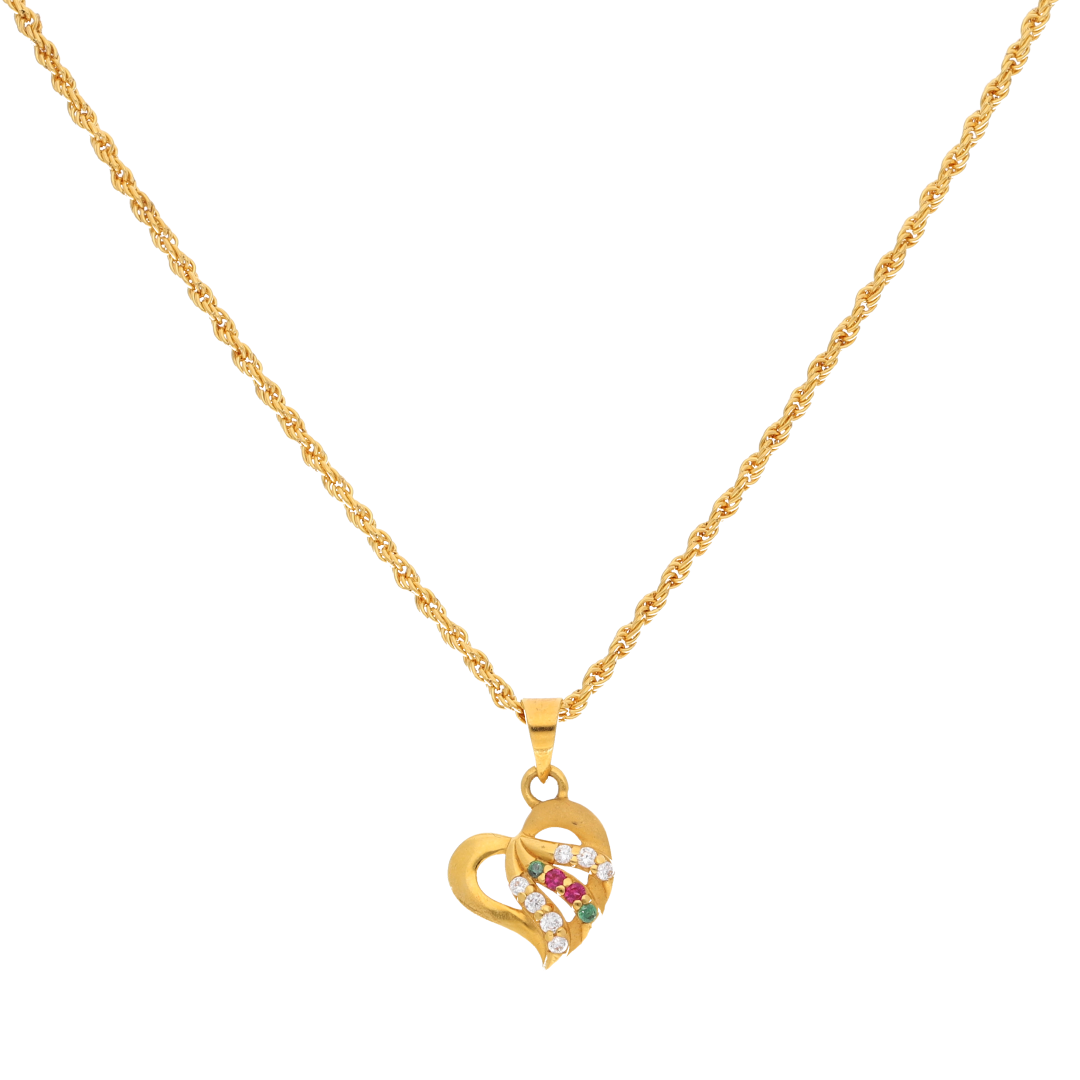 Gold Necklace (Chain with Stunning Heart Pendant) 22KT - FKJNKL22K9066
