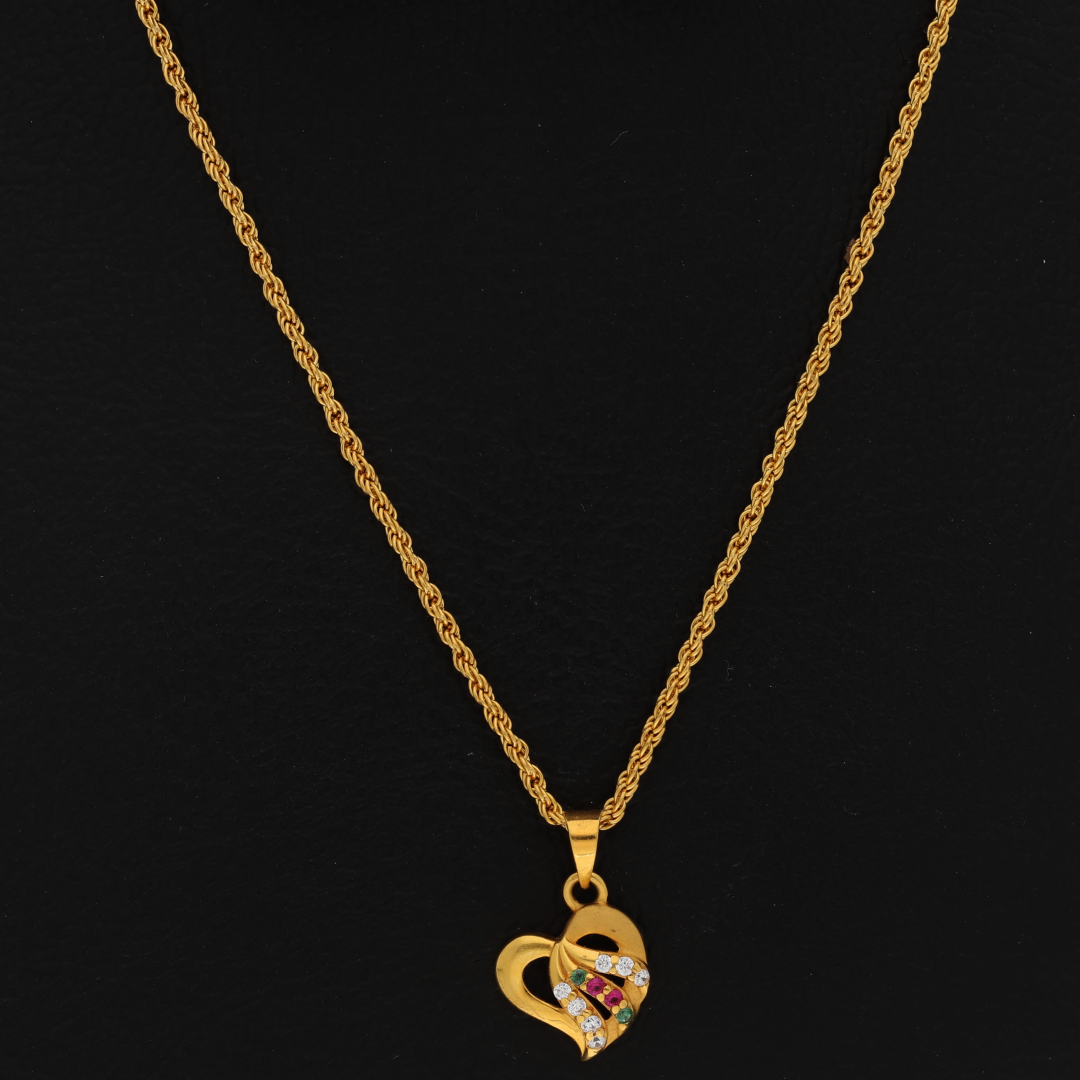 Gold Necklace (Chain with Stunning Heart Pendant) 22KT - FKJNKL22K9066