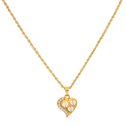 Gold Necklace (Chain with CZ Heart Pendant) 22KT - FKJNKL22K9068