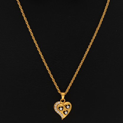 Gold Necklace (Chain with CZ Heart Pendant) 22KT - FKJNKL22K9068