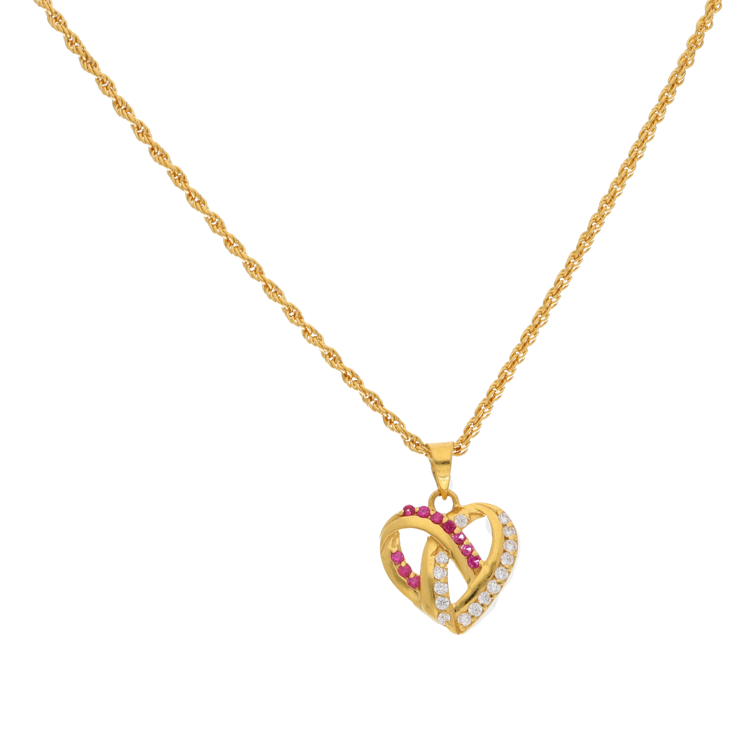Gold Necklace (Chain with Cross Vintage Heart Pendant) 22KT - FKJNKL22K9069
