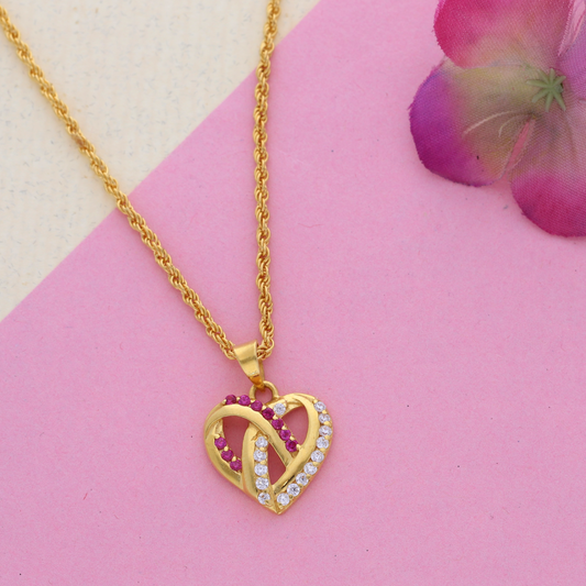 Gold Necklace (Chain with Cross Vintage Heart Pendant) 22KT - FKJNKL22K9069