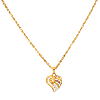 Gold Necklace (Chain with Stylish Heart Shaped Pendant) 22KT - FKJNKL22K9065