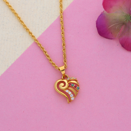 Gold Necklace (Chain with Stylish Heart Shaped Pendant) 22KT - FKJNKL22K9065