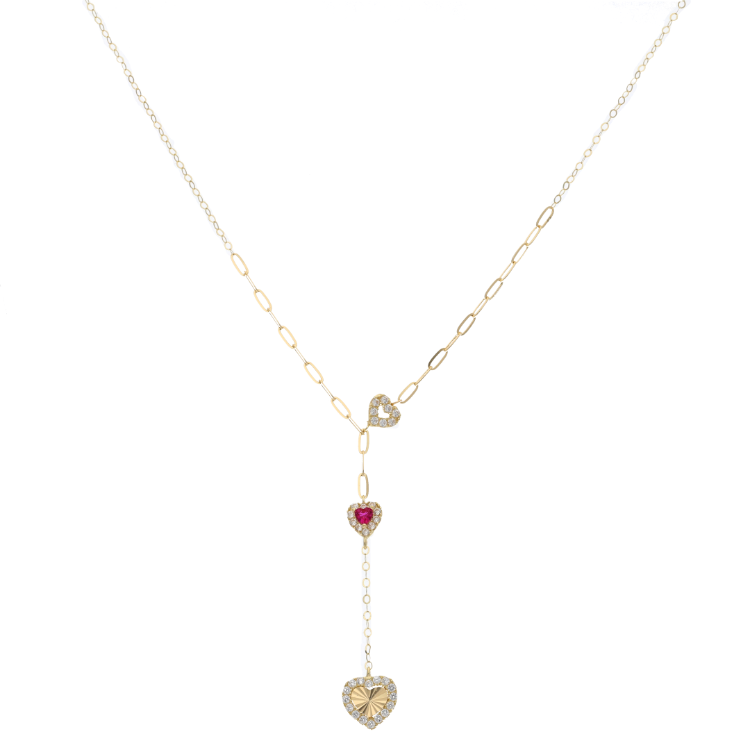 Gold Heart Shaped with Solitaire Necklace 18KT - FKJNKL18K9081