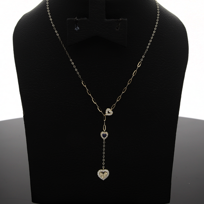 Gold Heart Shaped with Solitaire Necklace 18KT - FKJNKL18K9157
