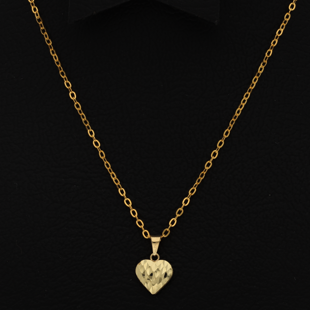 Gold Necklace (Chain with Stud Heart Shaped Pendant) 18KT - FKJNKL18K9165