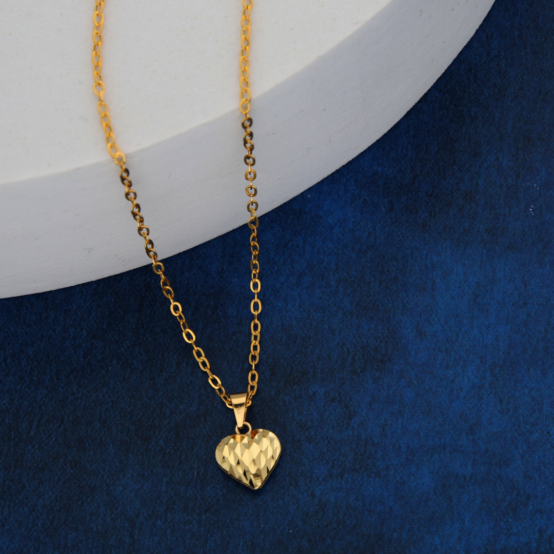 Gold Necklace (Chain with Stud Heart Shaped Pendant) 18KT - FKJNKL18K9165